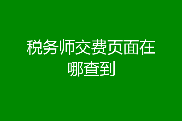 税务师交费页面在哪查到