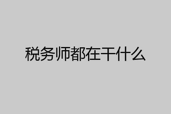 税务师都在干什么