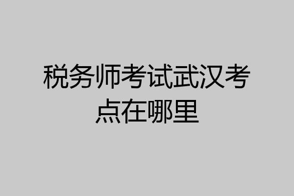 税务师考试武汉考点在哪里