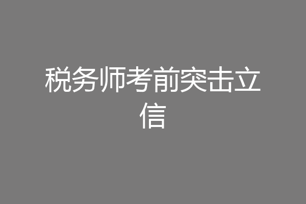 税务师考前突击立信