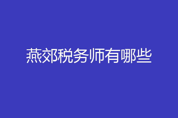 燕郊税务师有哪些