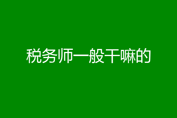 税务师一般干嘛的