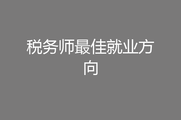 税务师最佳就业方向