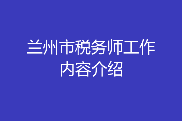 兰州市税务师工作内容介绍