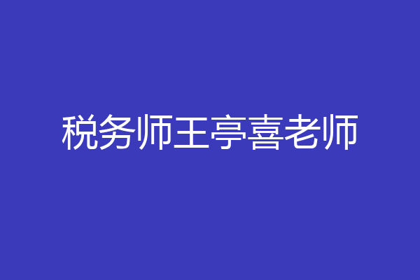 税务师王亭喜老师