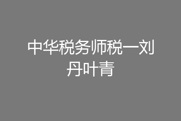中华税务师税一刘丹叶青