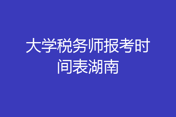 大学税务师报考时间表湖南