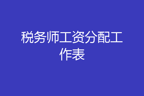 税务师工资分配工作表