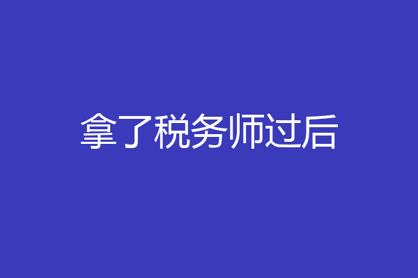拿了税务师过后
