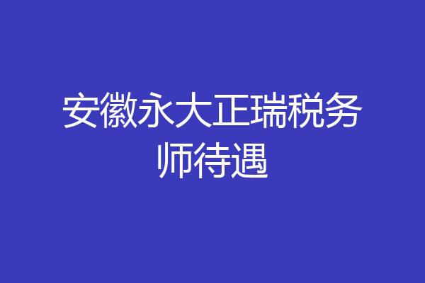 安徽永大正瑞税务师待遇