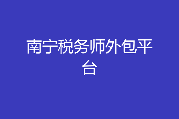 南宁税务师外包平台