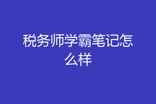 税务师学霸笔记怎么样