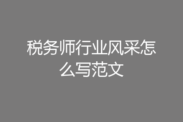 税务师行业风采怎么写范文