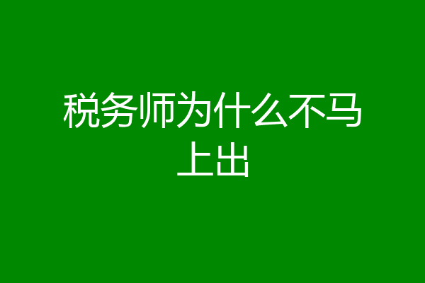 税务师为什么不马上出