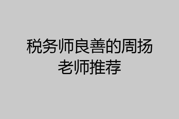 税务师良善的周扬老师推荐