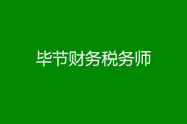 毕节财务税务师