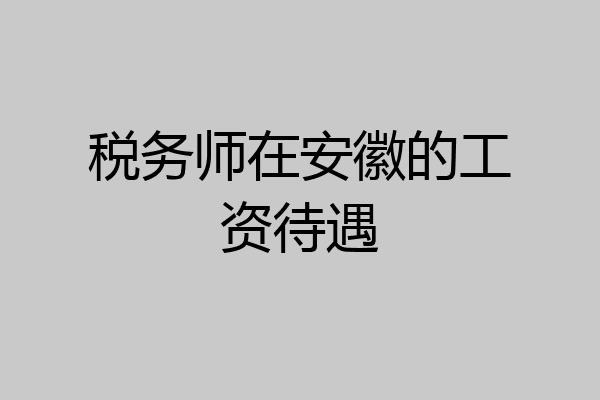 税务师在安徽的工资待遇