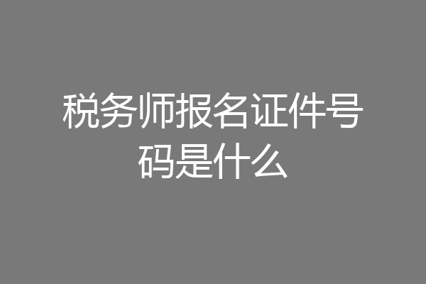 税务师报名证件号码是什么