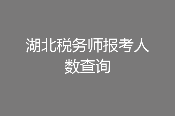 湖北税务师报考人数查询