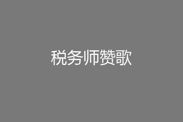 税务师赞歌
