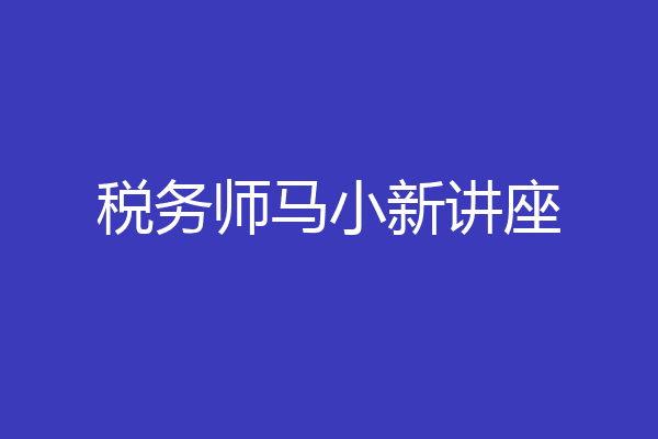 税务师马小新讲座