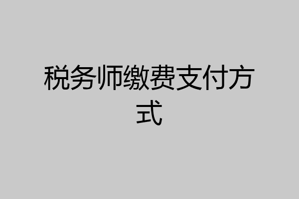 税务师缴费支付方式