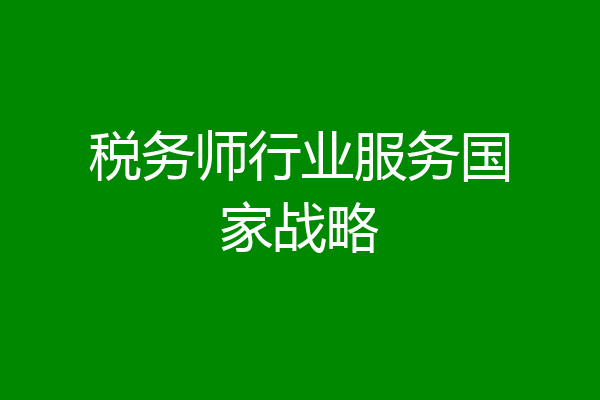 税务师行业服务国家战略