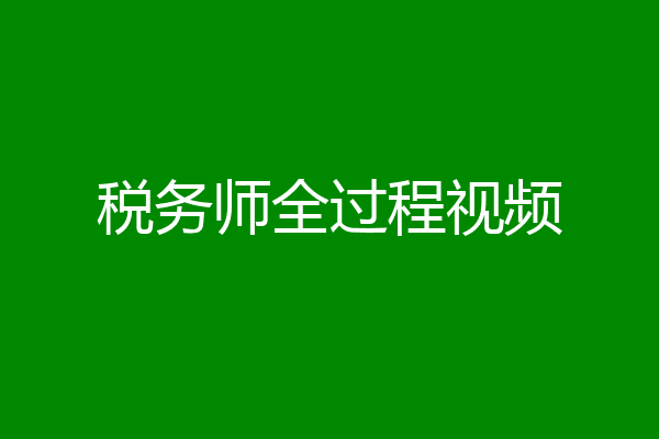 税务师全过程视频
