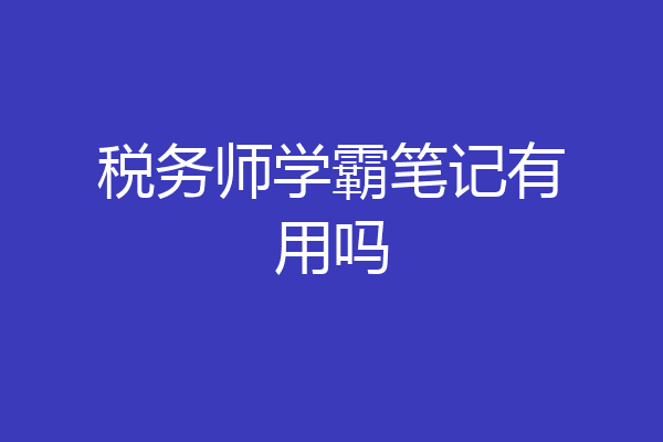 税务师学霸笔记有用吗