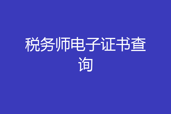 税务师电子证书查询