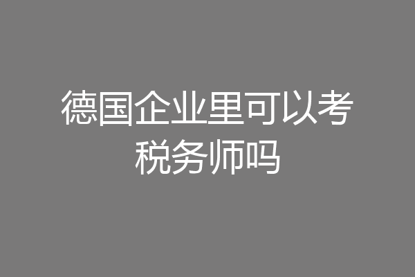 德国企业里可以考税务师吗