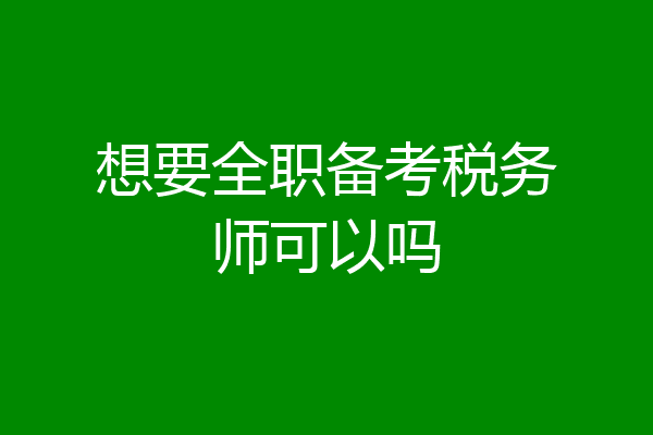 想要全职备考税务师可以吗