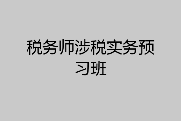 税务师涉税实务预习班