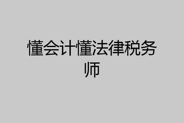 懂会计懂法律税务师