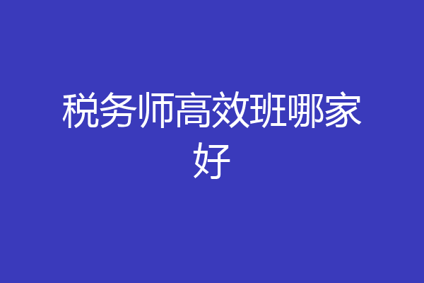 税务师高效班哪家好
