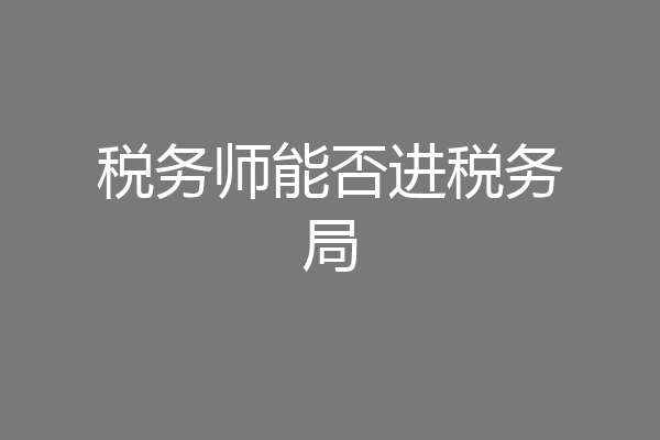 税务师能否进税务局