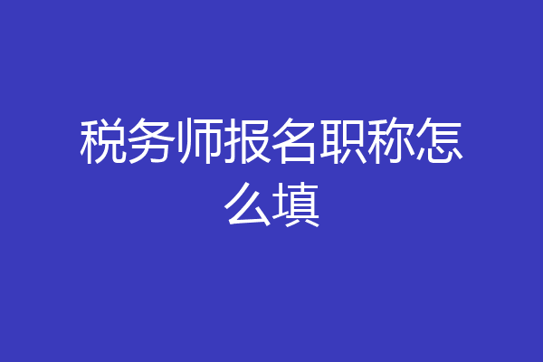 税务师报名职称怎么填