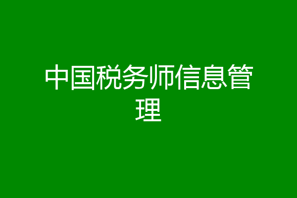 中国税务师信息管理