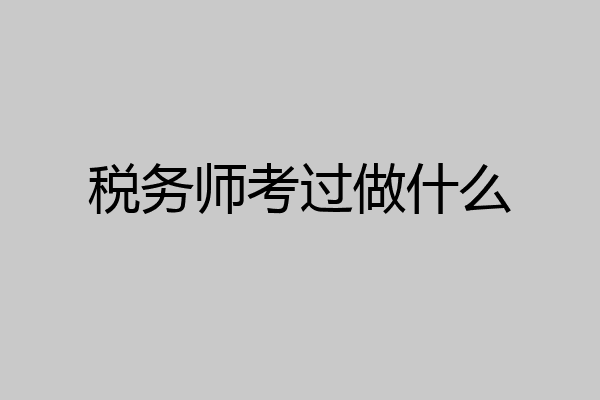 税务师考过做什么