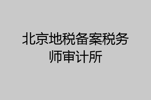 北京地税备案税务师审计所