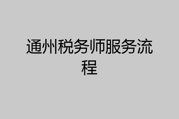 通州税务师服务流程