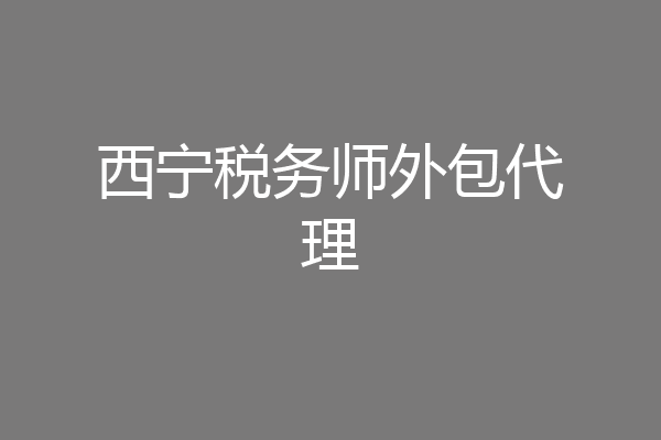 西宁税务师外包代理