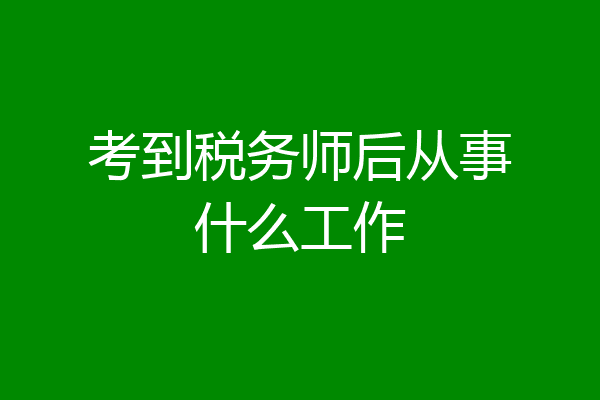 考到税务师后从事什么工作