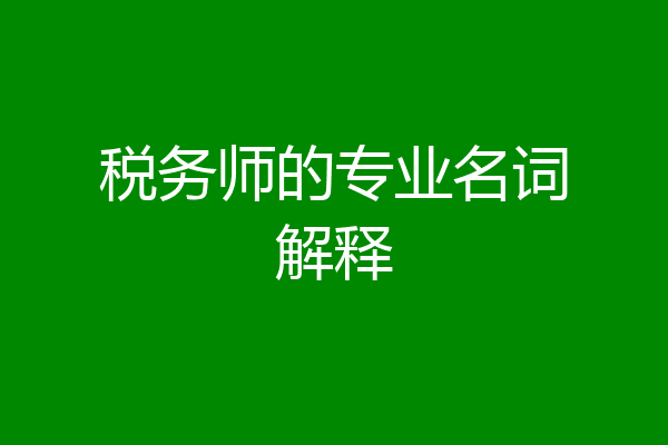 税务师的专业名词解释