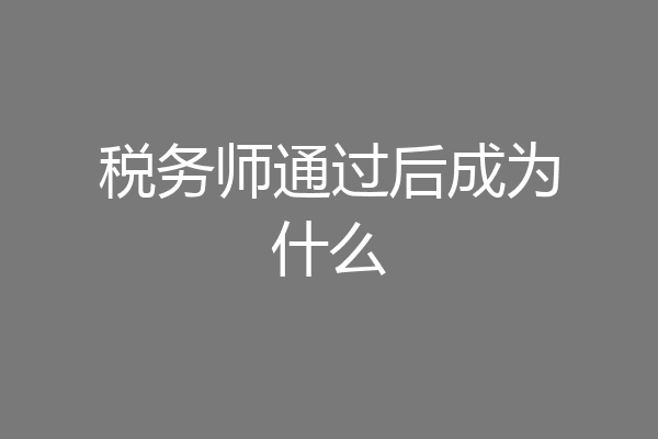 税务师通过后成为什么
