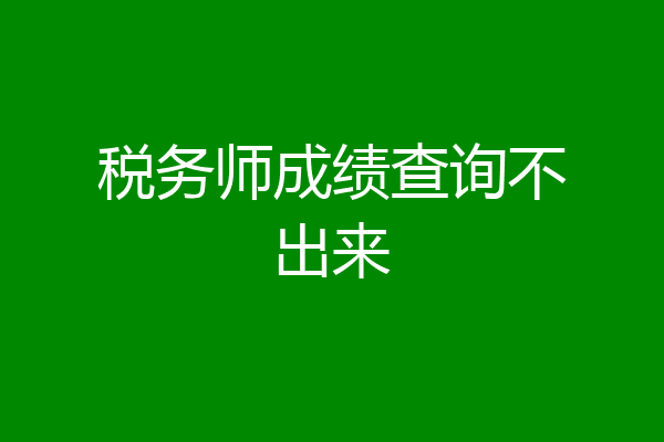 税务师成绩查询不出来