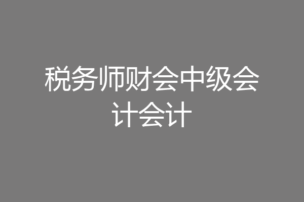 税务师财会中级会计会计