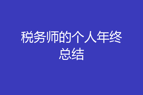 税务师的个人年终总结