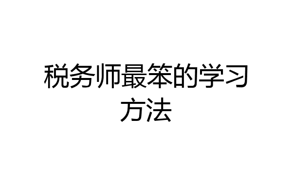 税务师最笨的学习方法