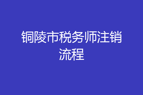 铜陵市税务师注销流程